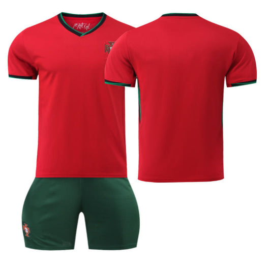 UONNO Portugal Home Jersey for Kids Adult 3 Pcs Soccer Training Outfits