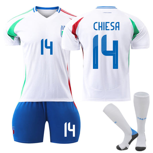 UONNO Italy Away CHIESA #14 Soccer Jersey for Kids Adult 3 Pcs Training Outfits