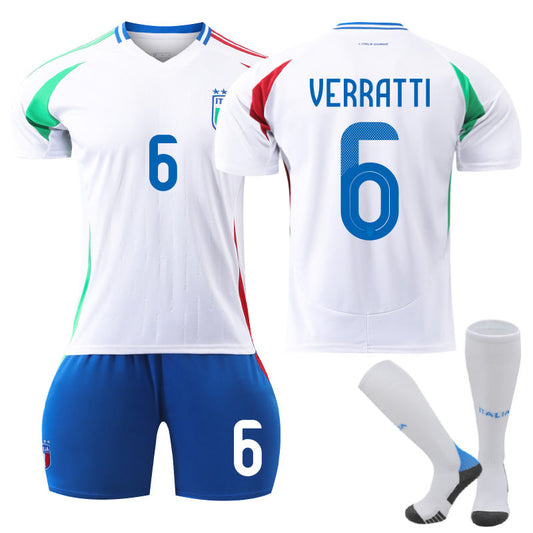 UONNO Italy Away VERRATTI #6 Soccer Jersey for Kids Adult 3 Pcs Training Outfits