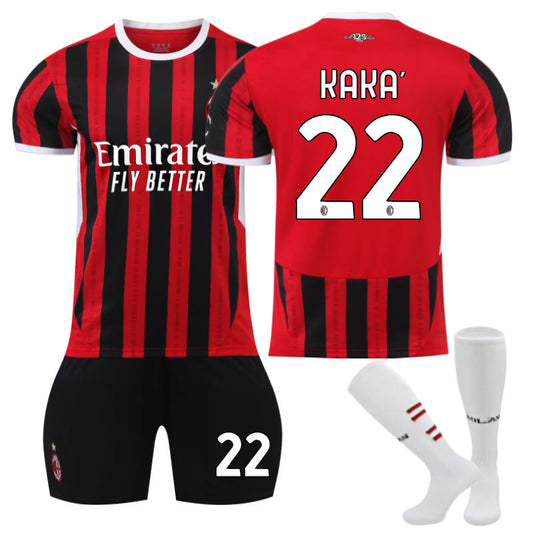 UONNO AC Milan Home KAKA #22 Soccer Jersey for Kids Adult 3 Pcs Training Outfits