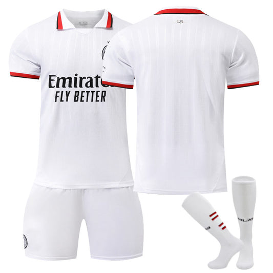 UONNO AC Milan Away Soccer Jersey for Kids Adult 3 Pcs Training Outfits