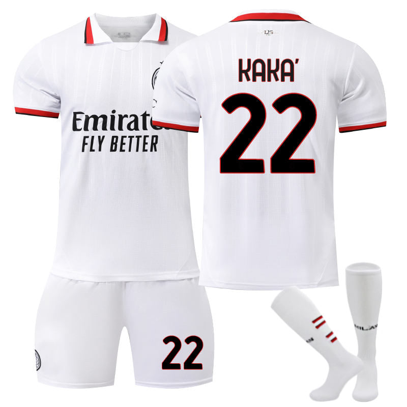 UONNO AC Milan Away KAKA #22 Soccer Jersey for Kids Adult 3 Pcs Training Outfits