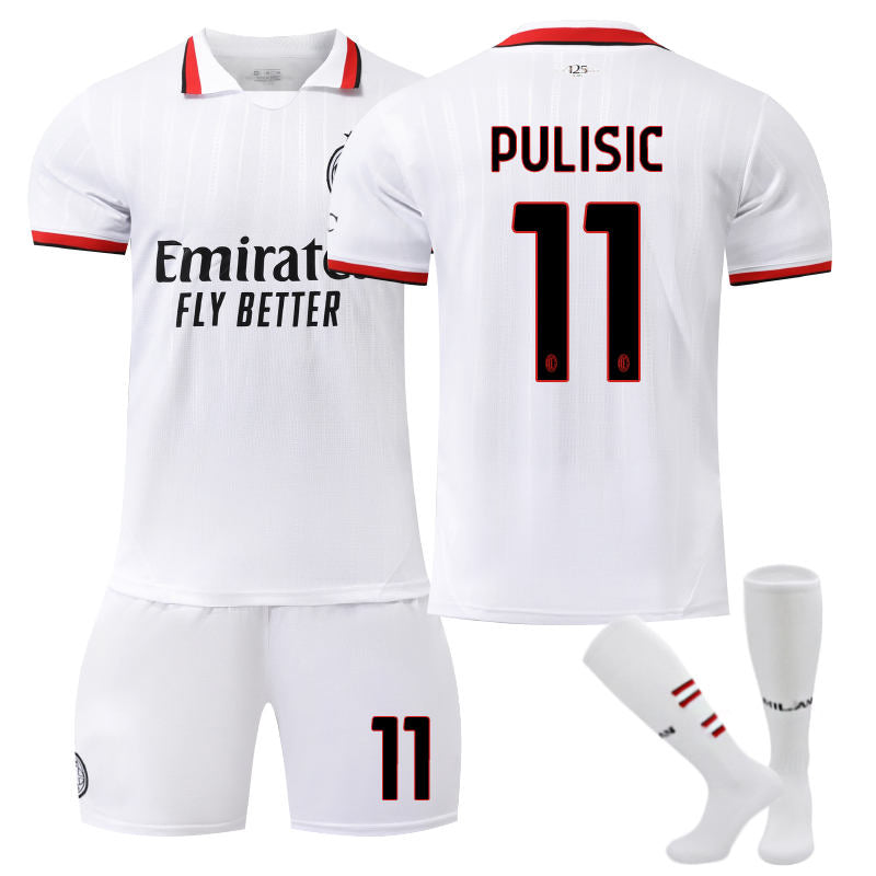 UONNO AC Milan Away PULISIC #11 Soccer Jersey for Kids Adult 3 Pcs Training Outfits