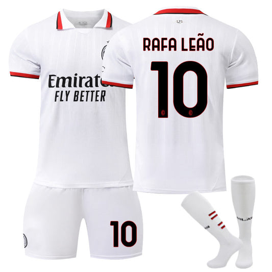 UONNO AC Milan Away RAFA LEAO #10 Soccer Jersey for Kids Adult 3 Pcs Training Outfits