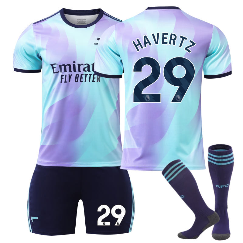 UONNO Arsenal F.C. 24/25 Second Away HAVERTZ #29 Soccer Jersey for Kids Adult 3 Pcs Outfits