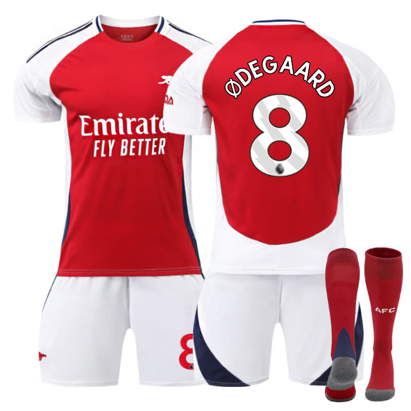 UONNO Arsenal F.C. 24/25 Home DEGAARD #8 Soccer Jersey for Kids Adult 3 Pcs Outfits