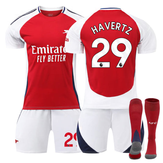 UONNO Arsenal F.C. 24/25 Home HAVERTZ #29 Soccer Jersey for Kids Adult 3 Pcs Outfits