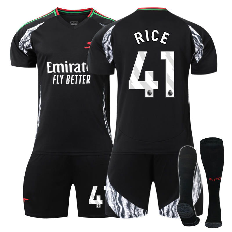 UONNO Arsenal F.C. 24/25 Away RICE #41 Soccer Jersey for Kids Adult 3 Pcs Outfits