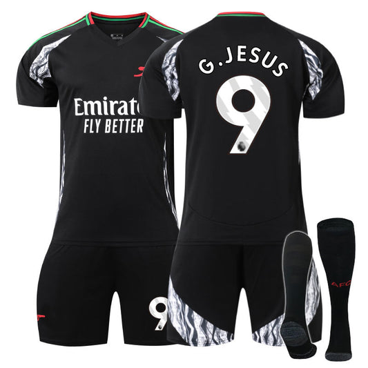 UONNO Arsenal F.C. 24/25 Away G.JESUS #9 Soccer Jersey for Kids Adult 3 Pcs Outfits