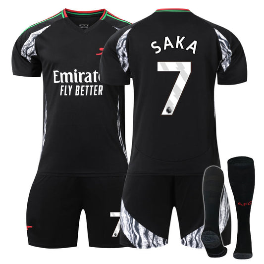 UONNO Arsenal F.C. 24/25 Away SAKA #7 Soccer Jersey for Kids Adult 3 Pcs Outfits