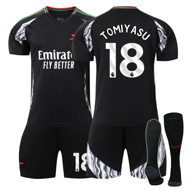 UONNO Arsenal F.C. 24/25 Away TOMIYASU #18 Soccer Jersey for Kids Adult 3 Pcs Outfits