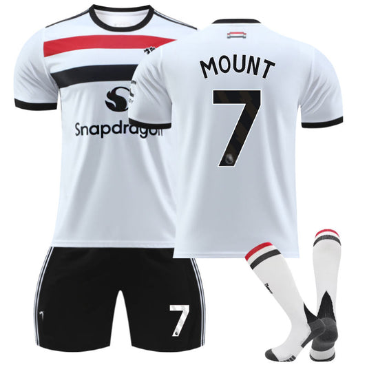 UONNO Red Devil Second Away MOUNT #7 Soccer Jersey for Kids Adult 3 Pcs Outfits