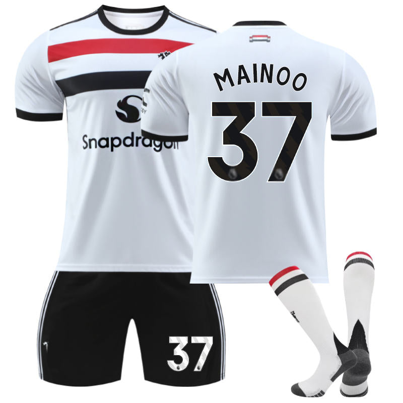 UONNO Red Devil Second Away MAINOO #37 Soccer Jersey for Kids Adult 3 Pcs Outfits