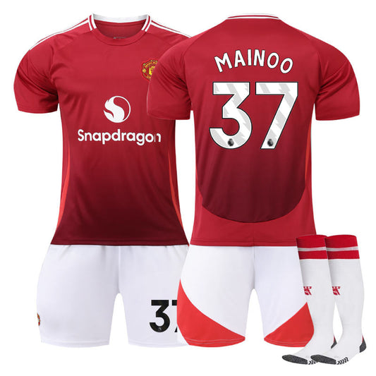 UONNO Red Devil Home MAINOO #37 Soccer Jersey for Kids Adult 3 Pcs Outfits