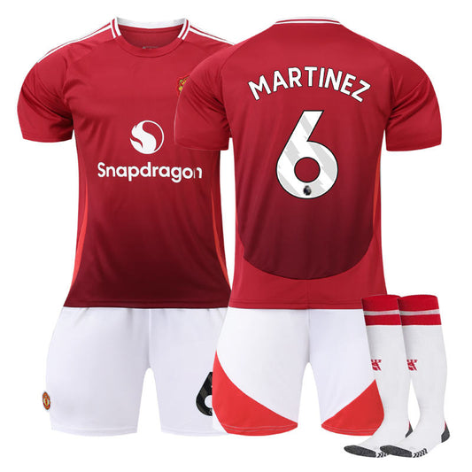 UONNO Red Devil Home MARTINEZ #6 Soccer Jersey for Kids Adult 3 Pcs Outfits