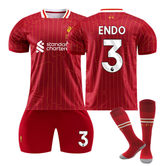 UONNO Liverpool Home ENDO #3 Soccer Jersey for Kids Adult 3 Pcs Outfits