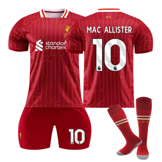 UONNO Liverpool Home MAC ALLISTER #10 Soccer Jersey for Kids Adult 3 Pcs Outfits