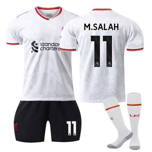 UONNO Liverpool Second Away M.SALAH #11 Soccer Jersey for Kids Adult 3 Pcs Outfits