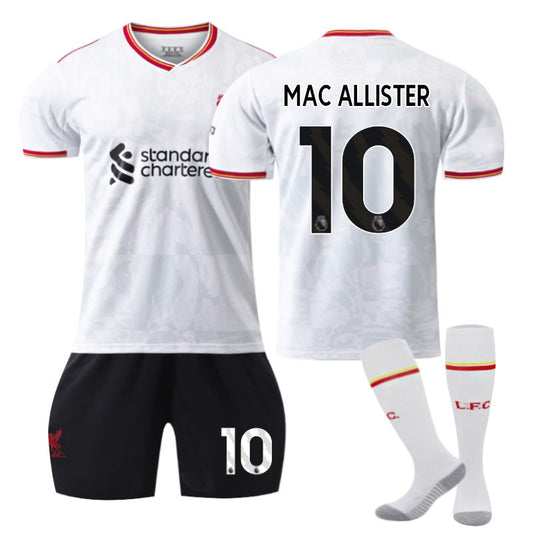 UONNO Liverpool Second Away MAC ALLISTER #10 Soccer Jersey for Kids Adult 3 Pcs Outfits