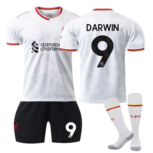 UONNO Liverpool Second Away DARWIN #9 Soccer Jersey for Kids Adult 3 Pcs Outfits