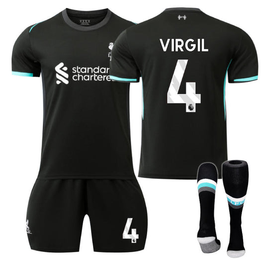 UONNO Liverpool Away VIRGIL #4 Soccer Jersey for Kids Adult 3 Pcs Outfits