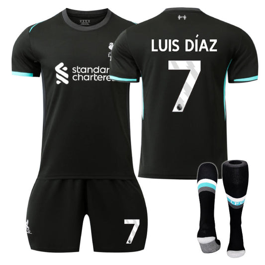 UONNO Liverpool Away LUIS DIAZ #7 Soccer Jersey for Kids Adult 3 Pcs Outfits