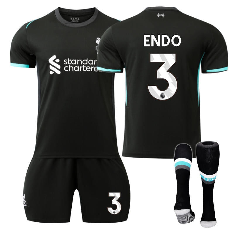 UONNO Liverpool Away ENDO #3 Soccer Jersey for Kids Adult 3 Pcs Outfits