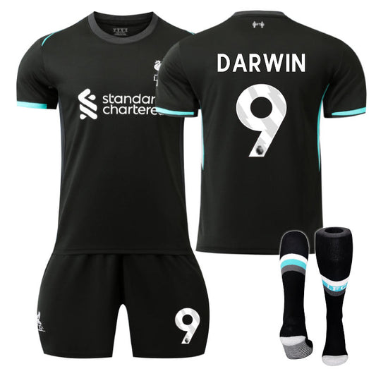 UONNO Liverpool Away DARWIN #9 Soccer Jersey for Kids Adult 3 Pcs Outfits