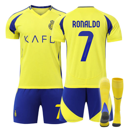 UONNO Al Nassr FC Home RONALDO #7 Soccer Jersey for Kids Adult 3 Pcs Outfits