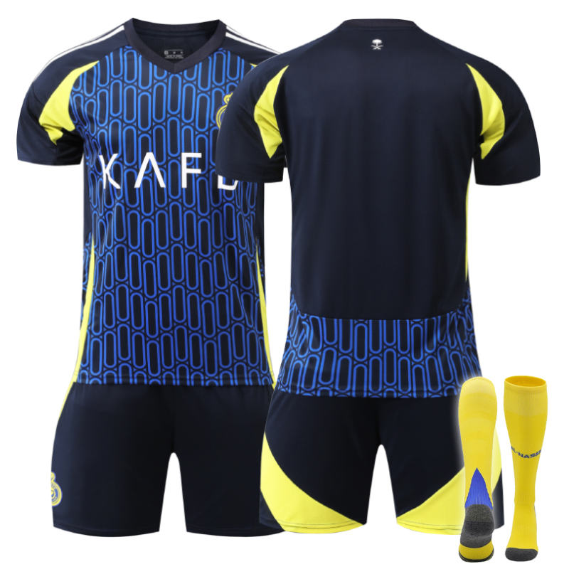 UONNO Al Nassr FC Away Soccer Jersey for Kids Adult 3 Pcs Training Outfits