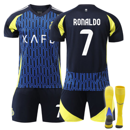 UONNO Al Nassr FC Away RONALDO #7 Soccer Jersey for Kids Adult 3 Pcs Outfits