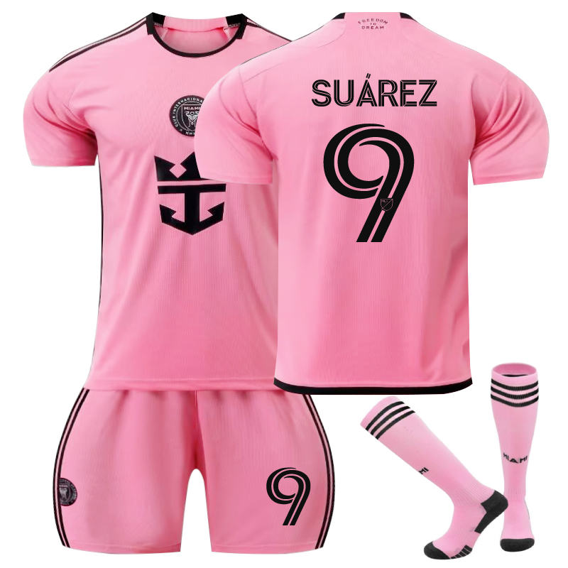 UONNO Miami Home SUAREZ #9 Soccer Jersey for Kids Adult 3 Pcs Outfits