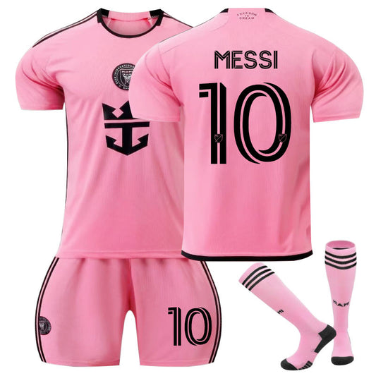 UONNO Miami Home MESSI #10 Soccer Jersey for Kids Adult 3 Pcs Outfits