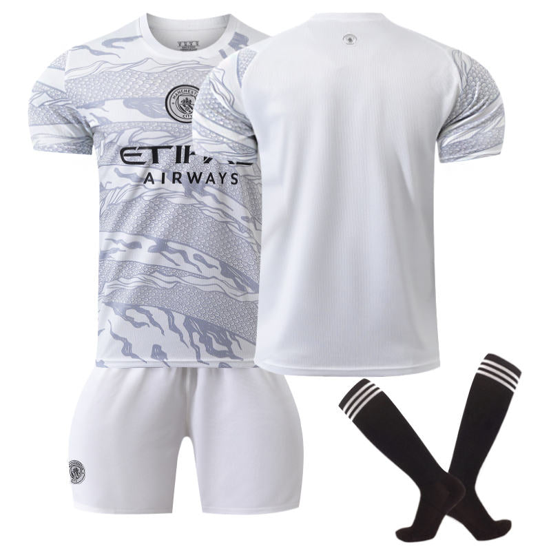 UONNO Manchester City Dragon Soccer Jersey for Kids Adult 3 Pcs Training Outfits-White