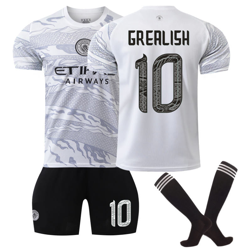 UONNO Manchester City Dragon GREALISH #10 Soccer Jersey for Kids Adult 3 Pcs Outfits