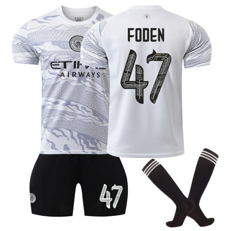 UONNO Manchester City Dragon FODEN #47 Soccer Jersey for Kids Adult 3 Pcs Outfits