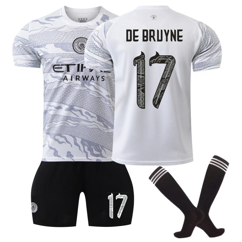 UONNO Manchester City Dragon DE BRUYNE #17 Soccer Jersey for Kids Adult 3 Pcs Outfits