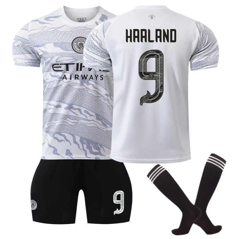 UONNO Manchester City Dragon HAALAND #9 Soccer Jersey for Kids Adult 3 Pcs Outfits