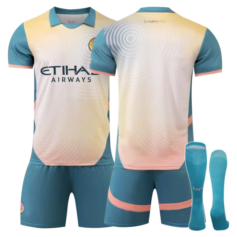 UONNO Manchester City Third Away Soccer Jersey for Kids Adult 3 Pcs Training Outfits