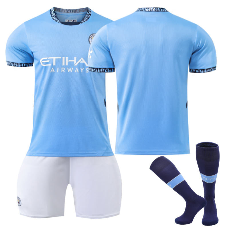 UONNO Manchester City Home Soccer Jersey for Kids Adult 3 Pcs Training Outfits