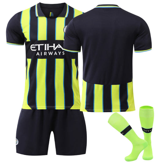 UONNO Manchester City Away Soccer Jersey for Kids Adult 3 Pcs Training Outfits