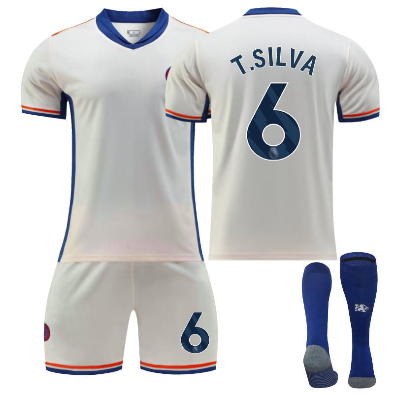 UONNO Chelsea Away T.SILVA #6 Soccer Jersey for Kids Adult 3 Pcs Outfits