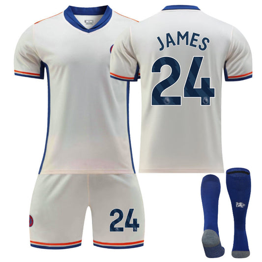 UONNO Chelsea Away JAMES #24 Soccer Jersey for Kids Adult 3 Pcs Outfits