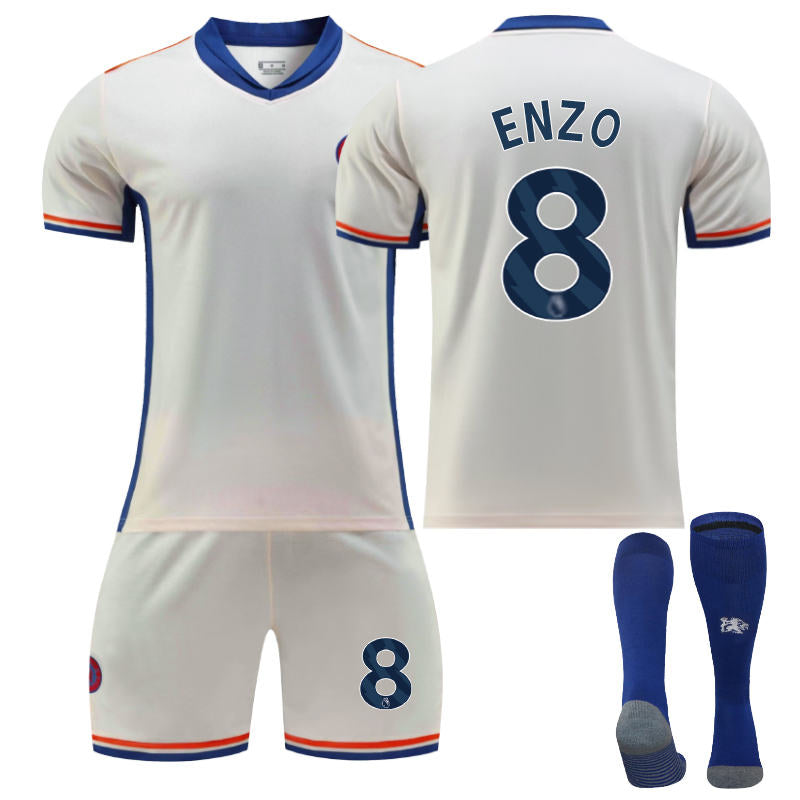 UONNO Chelsea Away ENZO #8 Soccer Jersey for Kids Adult 3 Pcs Outfits