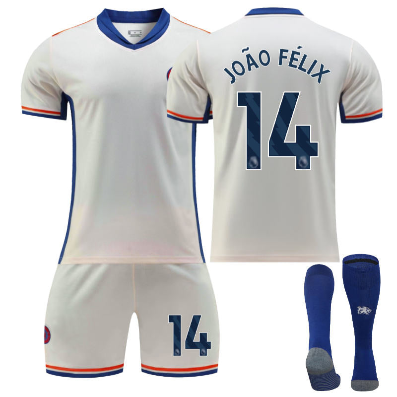 UONNO Chelsea Away JOAO FELIX #14 Soccer Jersey for Kids Adult 3 Pcs Outfits