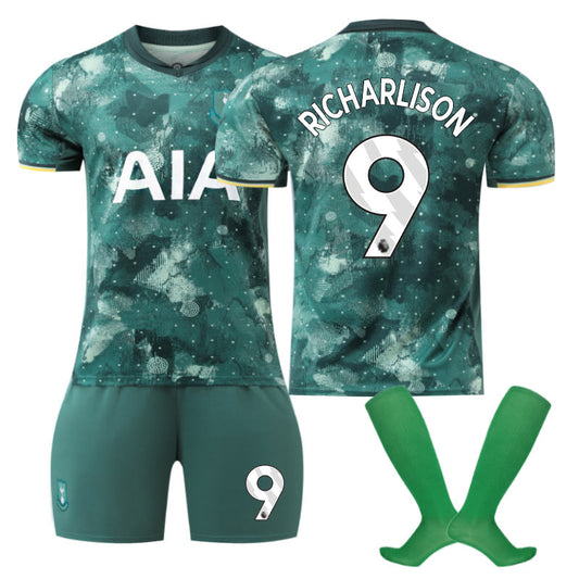 UONNO Spurs Second Away RICHARLISON #9 Soccer Jersey for Kids Adult 3 Pcs Outfits