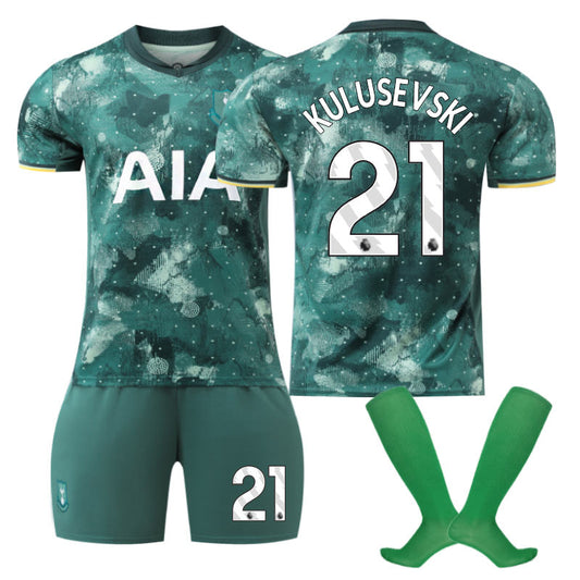 UONNO Spurs Second Away KULUSEVSKI #21 Soccer Jersey for Kids Adult 3 Pcs Outfits