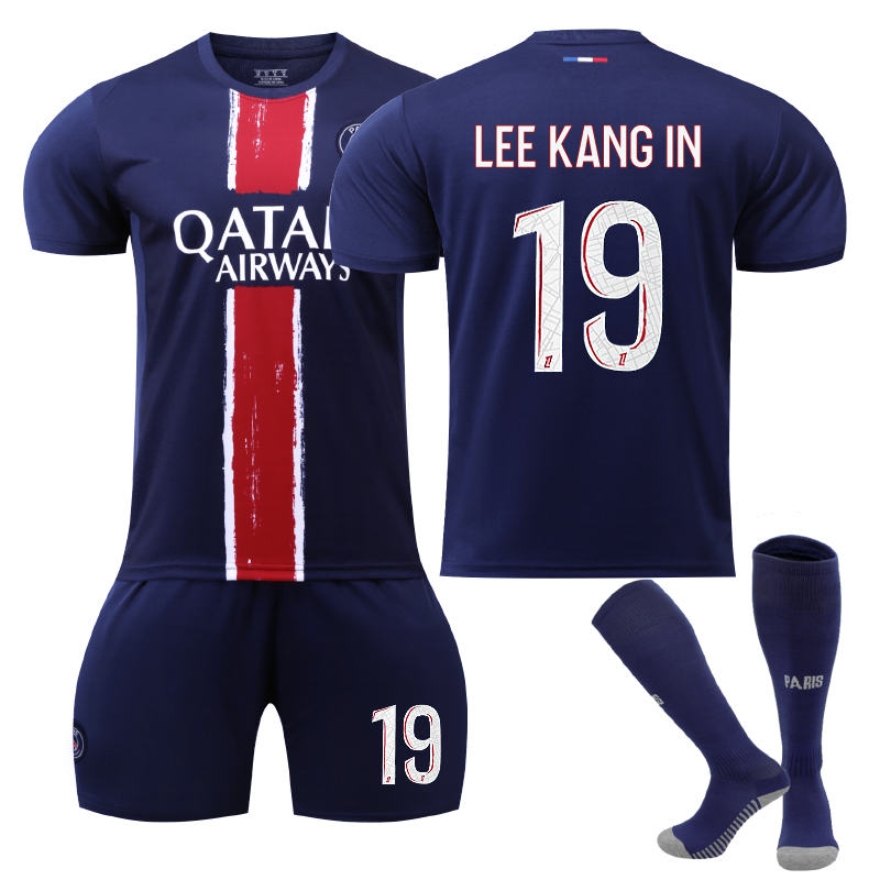 UONNO Paris Home LEE KANG IN #19 Soccer Jersey for Kids Adult 3 Pcs Outfits