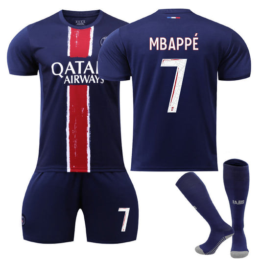 UONNO Paris Home MBAPPE #7 Soccer Jersey for Kids Adult 3 Pcs Outfits