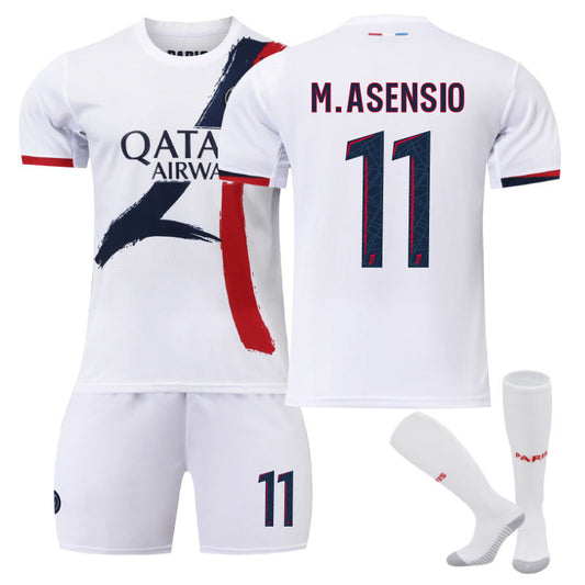 UONNO Paris Away M.ASENSIO #11 Soccer Jersey for Kids Adult 3 Pcs Outfits